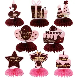 Burgundy Birthday Decorations Table Centerpieces for Women Girls Decorations Honeycomb Centerpieces Burgundy Theme Bday Table Topper Decor for Women 30th 40th 50th Birthday Party Supplies