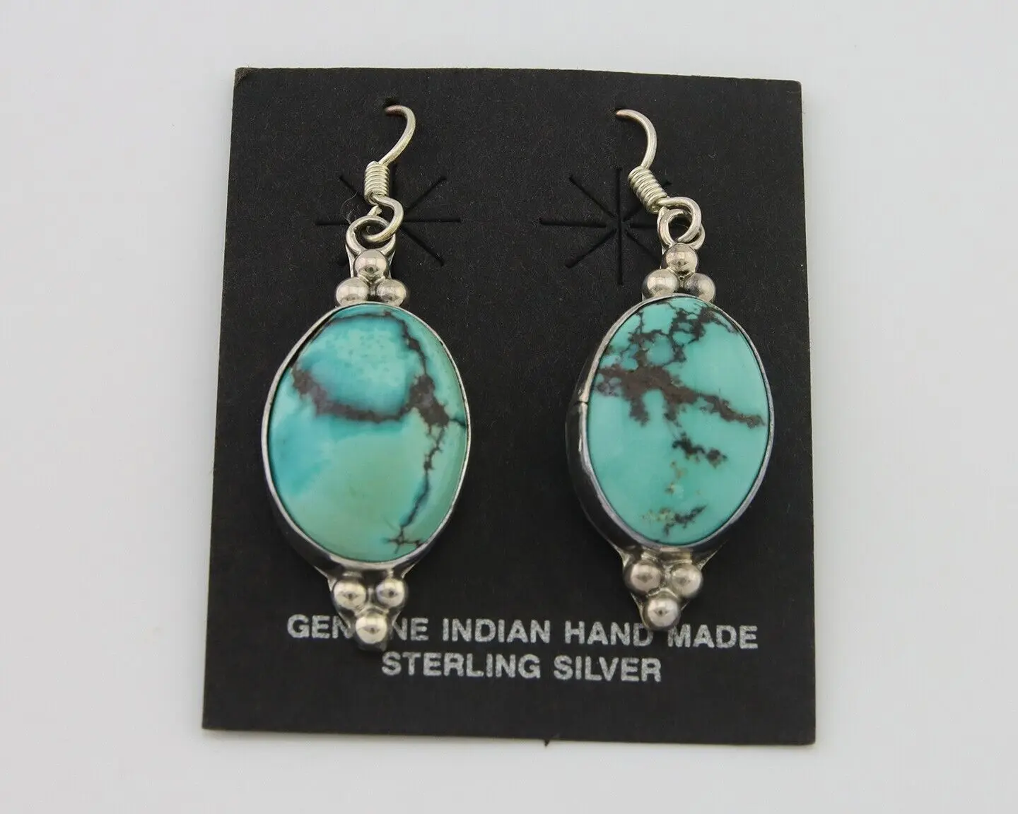 Navajo Dangle Earrings 925 Natural Turquoise Native Inca Mfg C.80's