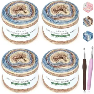 Fairyland Yarn for Crocheting Knitting-Gradient Yarn Cake-4 Pack of 100g/3.52 oz-Soft DK Light Weight #3-60% Cotton 30% Acrylic 10% Wool-Perfect for Scarves, Shawls, Blankets and Garments(A)
