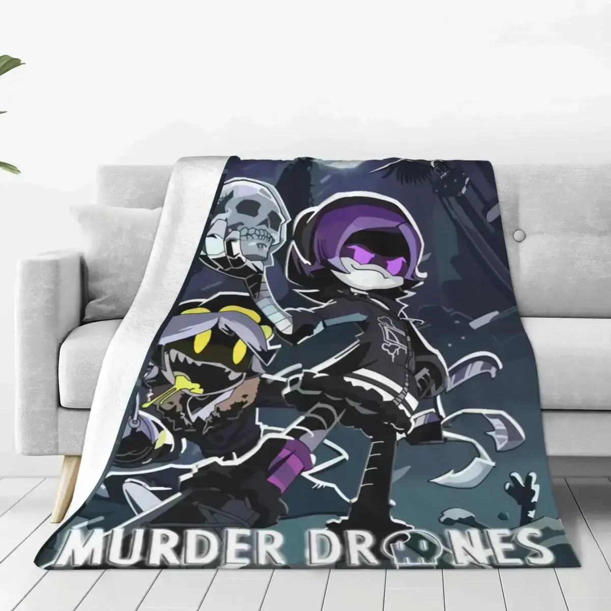Murder Drones Anime Fleece Throw Blanket, N and Uzi Merch, Soft Flannel Bedding Throw, Cartoon Mascot & Anime Manga Blanket, Cozy Kawaii Room Decor, Warm Winter Couch Cover, Cute Plush Gift for Fans, Cartoon Mascot Blankets, Anime Manga Blankets