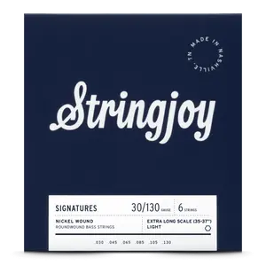 Stringjoy 30-130 Extra Long Scale 6 String Light Gauge Signatures - Nickel Wound Bass Guitar Strings