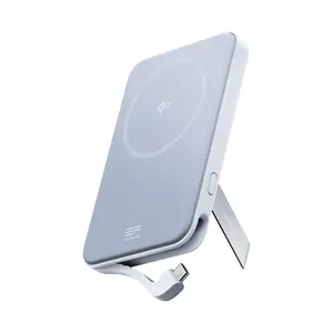 EF ECOFLOW Rapid Power Bank, 5000mAh Qi2 Certified Wireless Magnetic Portable Charger, 30W Max Fast Charging Battery Pack with Built-in USB-C Cable & Stand for iPhone16/15/14/13/12 Series Only