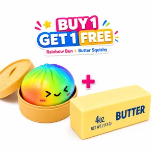 BUY 1 GET 1 FREE Giant Rainbow Mystery Dumpling Squishy Toy - Kawaii TPR Fidget Sensory Stress Relief Rebound Hand Toy with Colorful Surprise Emoji Galaxy Design, Easter Gift for Kids with Real Dumpling Steamer Box, Squishies, Galaxy Dumpling Squishy, Du