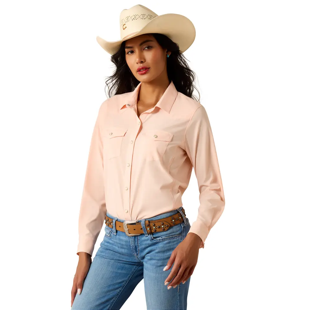 10075359 Ariat Women's VentTEK Long Sleeve Western Shirt - Peach
