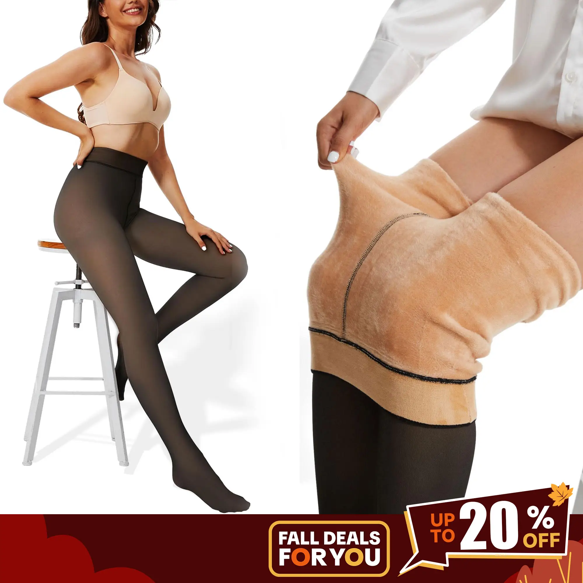 SHOWITTY 1/2 Pack Women's Fleece Lined Tights - ‌High Waist Fake Translucent Pantyhose, Comfortable Winter Warm Stockings #TikTokShopFallDealsForYou