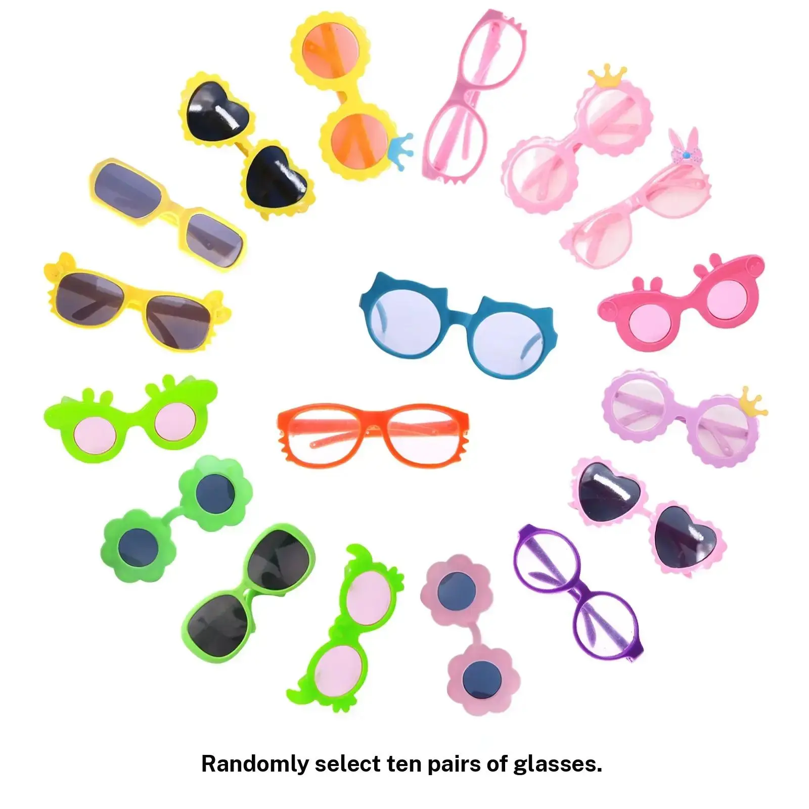 Macaron Color Candy Glasses for 18 Inch American Dolls, Cute Play Dress Up Doll Accessories, Fashion Doll Gifts, Christmas & Birthday Presents