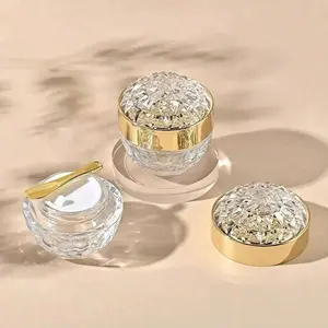 Glass Cream Jar, Crystal Diamond Cream Container, Cosmetic Jar, Empty Diamond Cream Bottle (50ML), Beauty Storage Solution, Crystal Finish, Luxurious Appearance