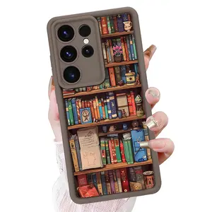 Fashionable Bookshelf Pattern Phone Case , Enhanced Camera Protection, Shockproof Skin-Friendly Touch Soft Cover for Samsung Galaxy S21 S22 S23 S24 S25 S26 Ultra Plus FE A13 A14 A15 A16 A17 A33 A34 A35 A36 A52 A53 A54 Note20Ultra
