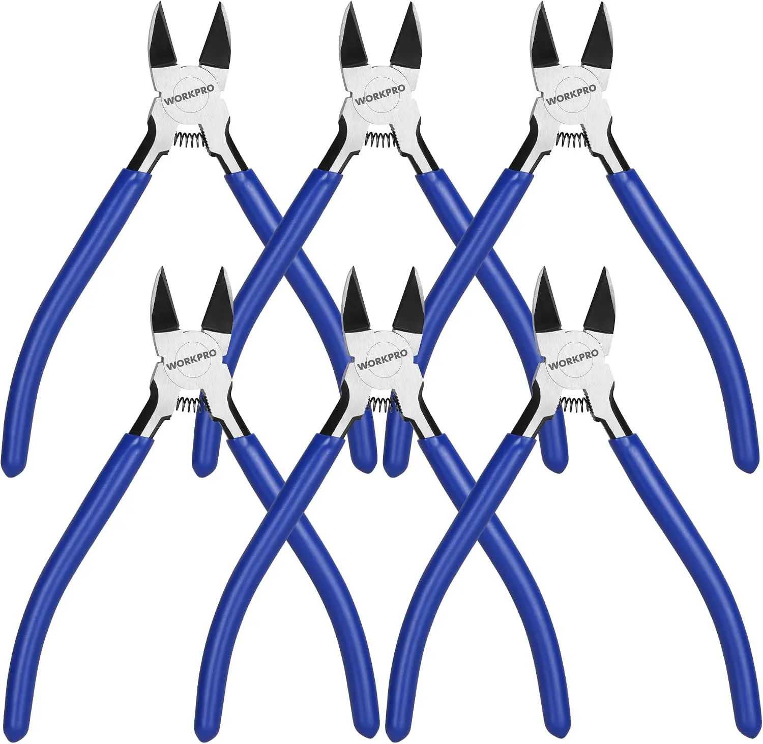 6 Pack Wire Cutters, 6 Inch Flush Cutters, Side Cutters|  Diagonal Cutters with Carbon, Ergonomic Handles for Crafts, Jewelry, Electronics, 3D Print, Floral