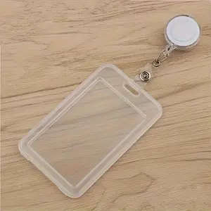 2 pieces (1 white card + 1 snap buckle), transparent card sleeve, easy-to-pull snap card holder, Retractable badge holder, suitable for holding ID cards, employee badges, key cards, name badges. Easy to wear