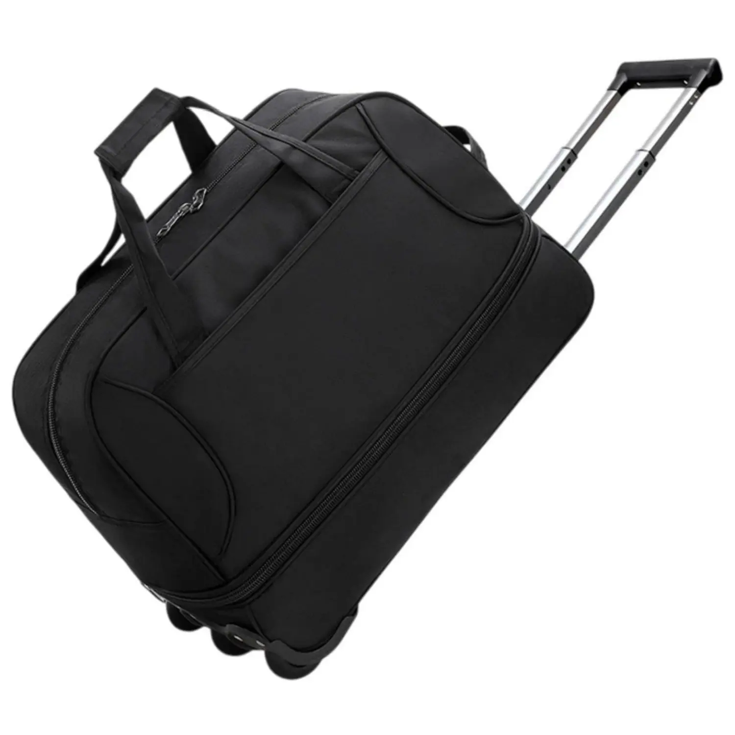 Wheeled Duffle Bag with Double Zipper - Large Capacity Waterproof Oxford Cloth Travel/Gym Bag for Men, 2 Wheels, Retractable Handle, Camping Use, Large Capacity Bag, Business Trips