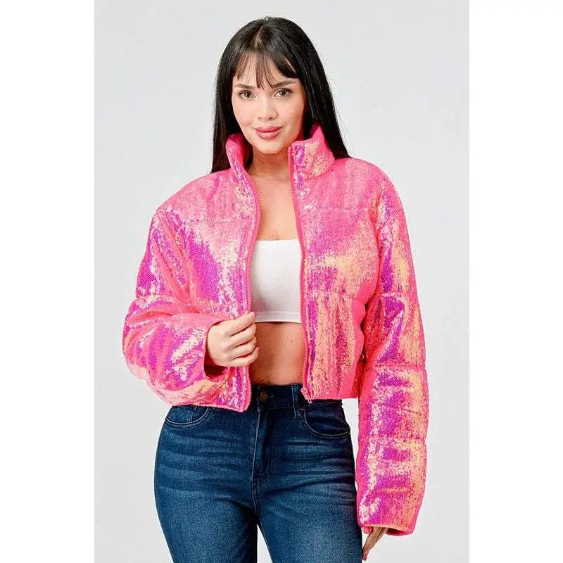 Neon Sequin Bomber Coat [2 Color Options]