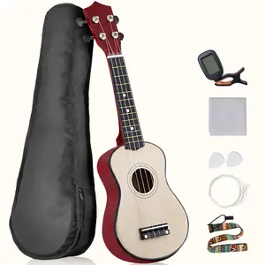 ZENY 21-in Soprano Ukulele Kit Wood Kids Ukulele for Beginner W/ Gig Bag & Digital Tuner Strap & Nylon String, Natural