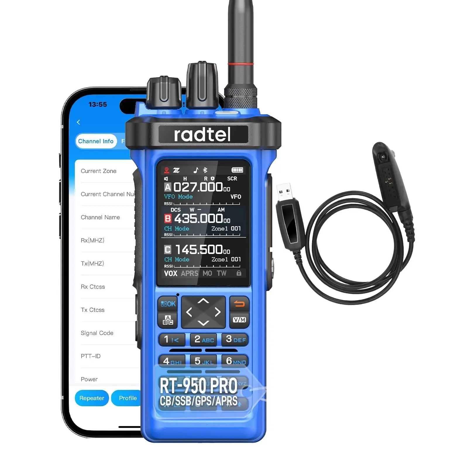 Radtel RT-950 PRO Handheld 10W Ham Radio with GPS/APRS Functionality