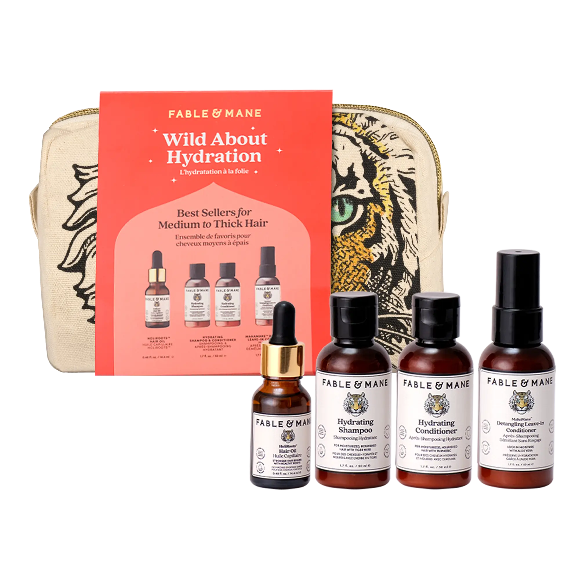 Fable & Mane Wild About Hydration Travel Sized Set For Medium to Thick Hair Types.