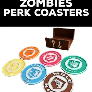 COD Zombies Perk Coaster Set – 6-Pack with Mystery Box Holder
