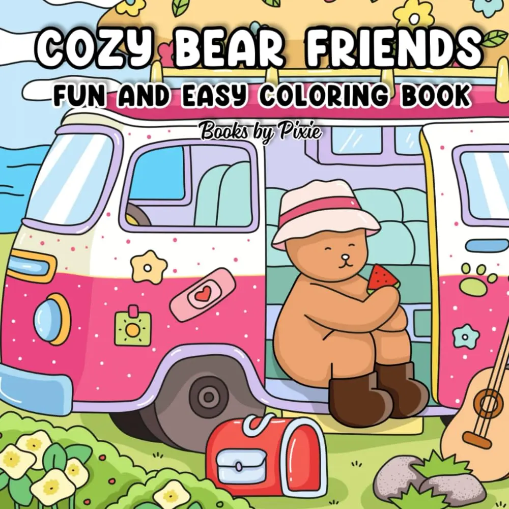 Cozy Bear Friends: Fun and Easy Coloring Book for Adults and Teens Featuring Cozy Friends and Adorable Designs for Relaxation (Easy and Bold Coloring Book)