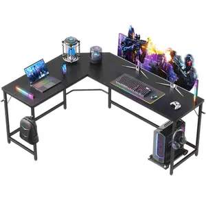 Stylish L-shaped desk optimizes space, boosts productivity with ample dual-surface workspace and ergonomic modern design