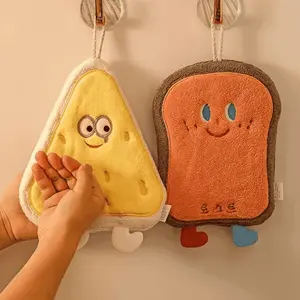 Cheese coral velvet hand wipes Cute soft absorbent towel Kitchen bathroom Bread Toast slices cookie doughnut hand wipes