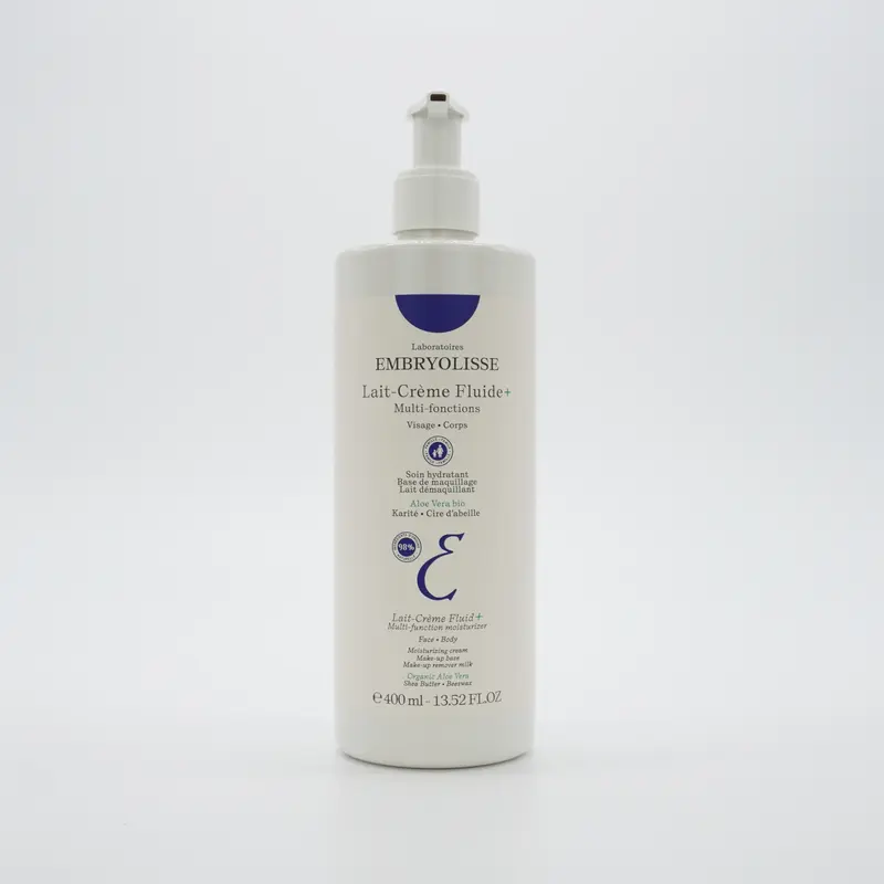 Embryolisse Lait-Crème Fluid+ 400ml Lightweight Fluid Cream - Mild, Soothing Shea Butter Formula for Sensitive Skin Daily Use, Hydrate