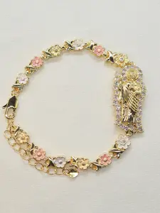 1pc 14k Gold Plated Saint Jude Religious Chain Design Bracelet, Vintage Elegant Unisex Jewelry, Birthday Party Thanksgiving Gift