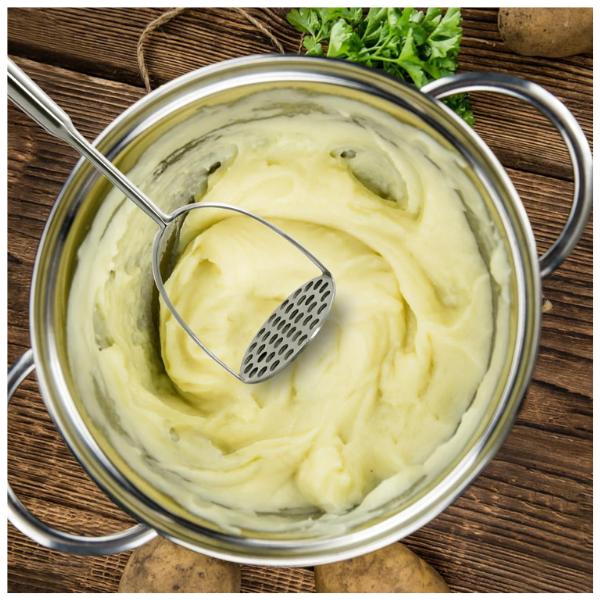Potato Masher Stainless Steel - Mashed Potato Masher Kitchen Utensil，Potato Smasher For Potatoes, Bean, Vegetable & Fruits，Pet Food, Heavy Duty Metal Avocados Smasher Tool, Dishwasher Safe, 14 Inch