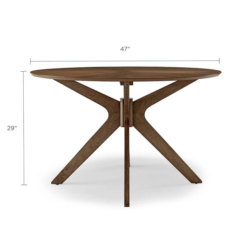 Modway Crossroads 47" Round Wood Dining Table in Walnut