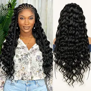 Anytime wig 13x4 Lace Front Wig with Braids - 180% Density Synthetic Hair, Black Curly (Else) Texture, Lace Base Closure for Dreadlock/Cornrow/Box Braids, Easy Wear & Low Maintenance