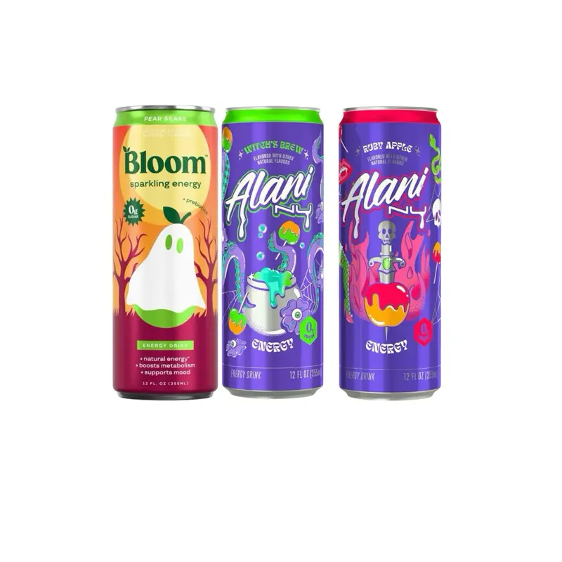 Halloween Exclusive Energy Drink Bundle of 3- Bloom Pear Scare, Alani Witch’s Brew, & Alani Ruby Apple