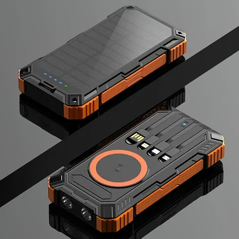 Solar Charger Power Bank 36800mAh Wireless Portable Phone Charger, 22.5W QC3.0 Fast Charging Built in 4 Cables with USB C 6 Outputs & 2 Inputs for Cell Phone