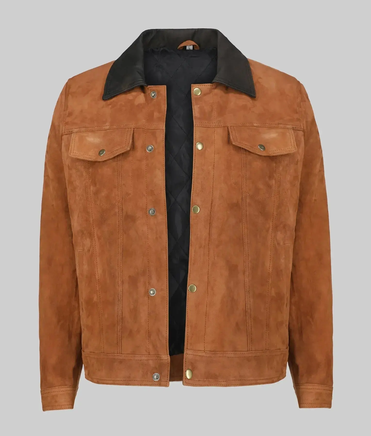 Men's Cognac Suede Leather Trucker Jacket Men's Cognac Suede Leather Trucker Jacket