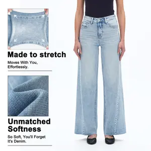 Magic High Waist Rise Baggy Jeans High Stretchy Wide Leg for Women Distressed Pants Womenswear Bottom 8052 Lady Basic Minimalist Comfortable Denim Tummy Control Curve Hugging Plus Size Regular Size BBL #SummerVibes