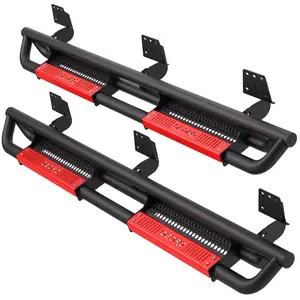 YITAMOTOR 6 inch All Steel Running Boards Compatible with 2019-2025 Dodge Ram 1500 Crew Cab New Body, Bolt-on Side Steps with Paintable Step Plates, Powder Coated Black and High Gloss Red Nerf Bar,nerf bars Car Accessories Automotive Parts