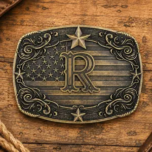 Western Initial Letter Belt Buckle for Men Women, A-Z Personalized Cowboy Rodeo Buckle, Vintage Alphabet Belt Buckle