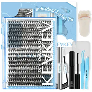 Lash Clusters Kit 3D Style Cluster Lashes 20D+40D 320 Pcs DIY Lash Extensions Eyelash Clusters Glue Individual Lashes Remover Cluster Thin Band & Soft (Pluffy 20D+40D Kit,8-16mix)