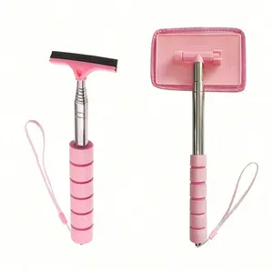 2 Counts Windshield Cleaner Tools, Car Cleaning Kit, Car Squeegee for Windshield with Extendable Handle & Reusable Microfiber Pad, Side Mirror Squeegee, Rear View Mirror Accessories for Rainy and Foggy Weather, Car Detailing Accessories