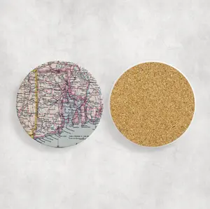 Rhode Island Map Coasters | Set of 4 Vintage Rhode Island Drink Coasters | Travel-Inspired Home Decor