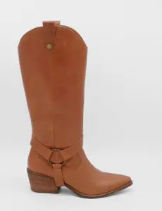 Stivali Penelope western cowboy convertible boots in cognac leather womens shoes