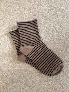 Black and Taupe Striped Socks