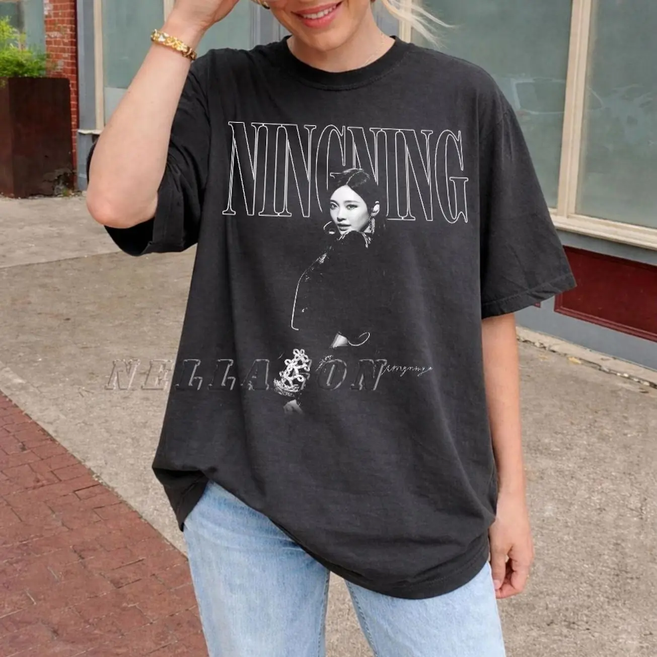 Retro Ningning Shirt for Kpop Idol, Vintage Style K-Pop Fan Apparel YEY