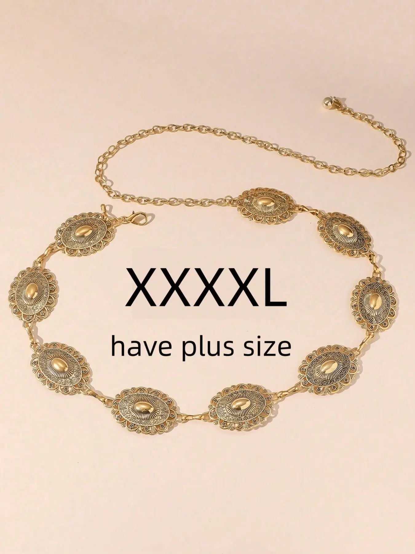 Oversize Plus Size Western Belt, Boho Chain Print, Eco-Friendly Material, Xxl, Perfect for Beach, Party, Holiday, New Year, Western Buckle Belt, Western Style Belt