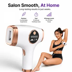 IPL Ice Cooling Hair Removal Device for Women, 999900 Flashes Adjustable Gentle Silky Painless Hair Remover with 5 Energy Levels, Whole Body Use for Face, Bikini, Legs, Long-Lasting Results