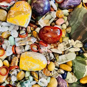 Rainbow Crystal Mix, Rainbow Colorful Crystal Scoop, Mystery Crystal Tumbles, Carvings, Shapes, Crystal Confetti Extreme Scoop