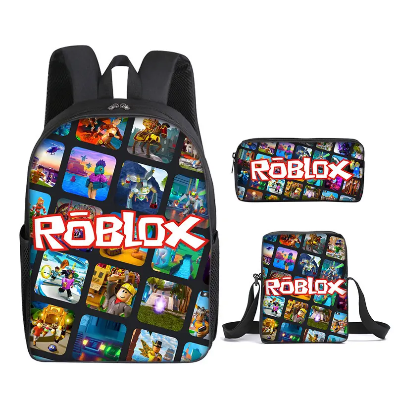 Roblox School Backpack with Lunch Bag and Pencil Case, Student Backpack Set