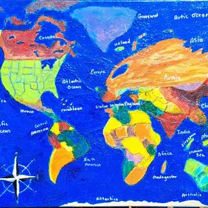 Educational Learning Worldmap for Kids - Unique Wall Art Design with Colorful Map Features - Perfect for Engaging Children in Learning