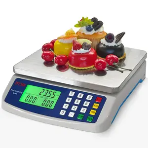 Waveports Large Digital Kitchen Scale 40kg/88lb Stainless Steel Price Computing Scale Counting Scale Deli Scale with LCD Display for Baking Bread Cooking Meat Prep Parts and Coins Adapter Included