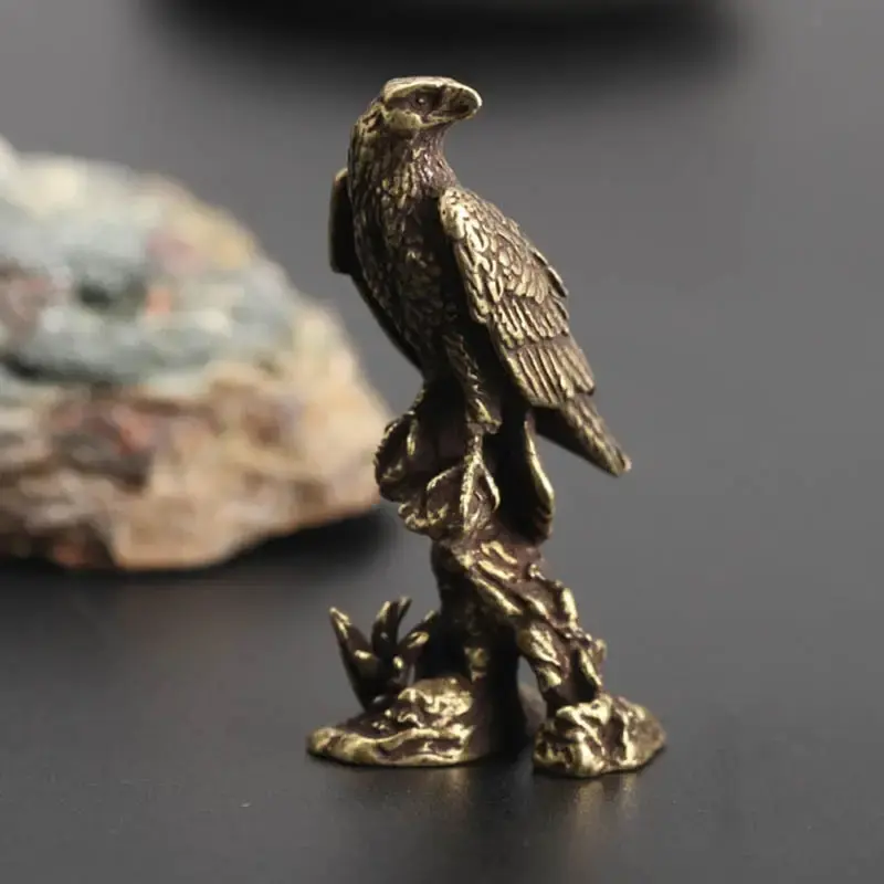Handmade Vintage Copper Eagle Statue, Detailed Feather Design, Solid Base, Antique Home Office Decor, Desk Ornament, Easter Gift, Collectible Art Sculpture