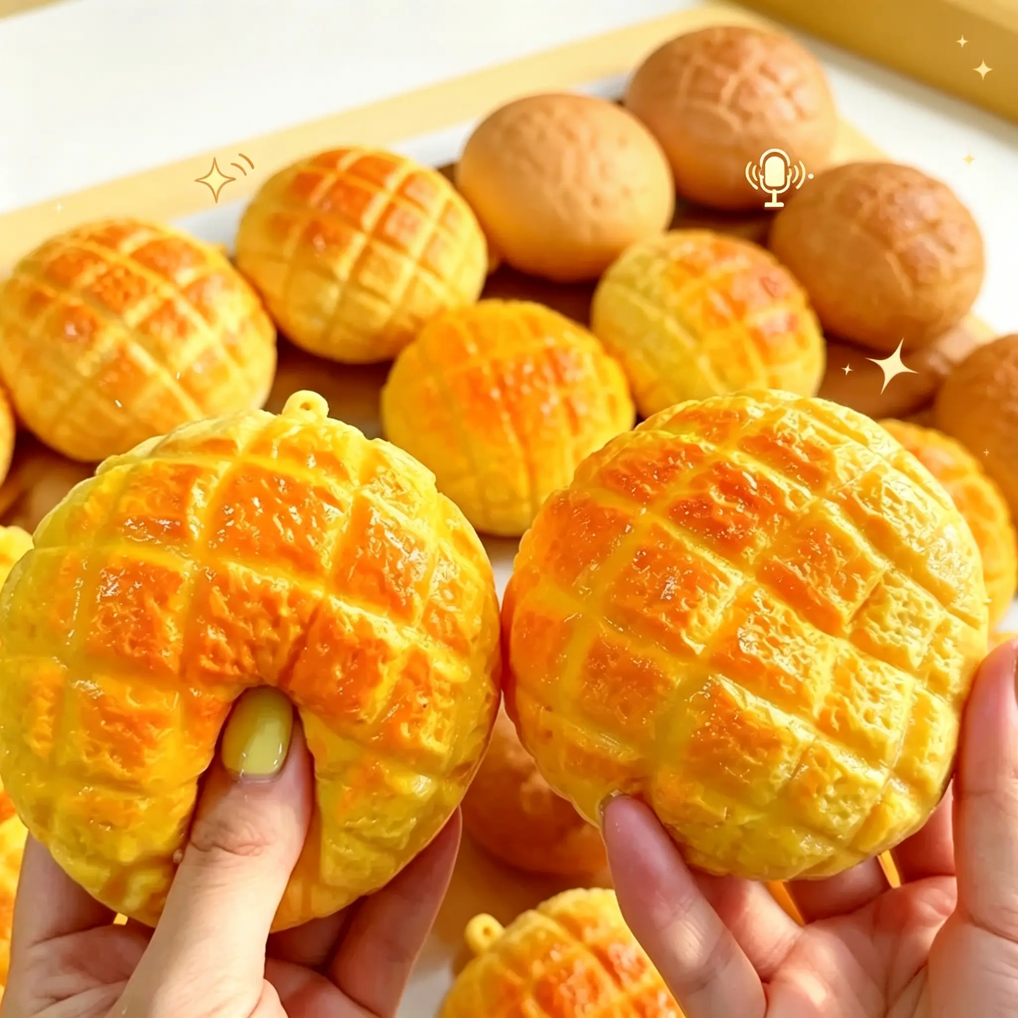[ASMR Pineapple Bun Squishy] Slight Crunchy Food Squishies Toy Stress Relief Fidget Toy