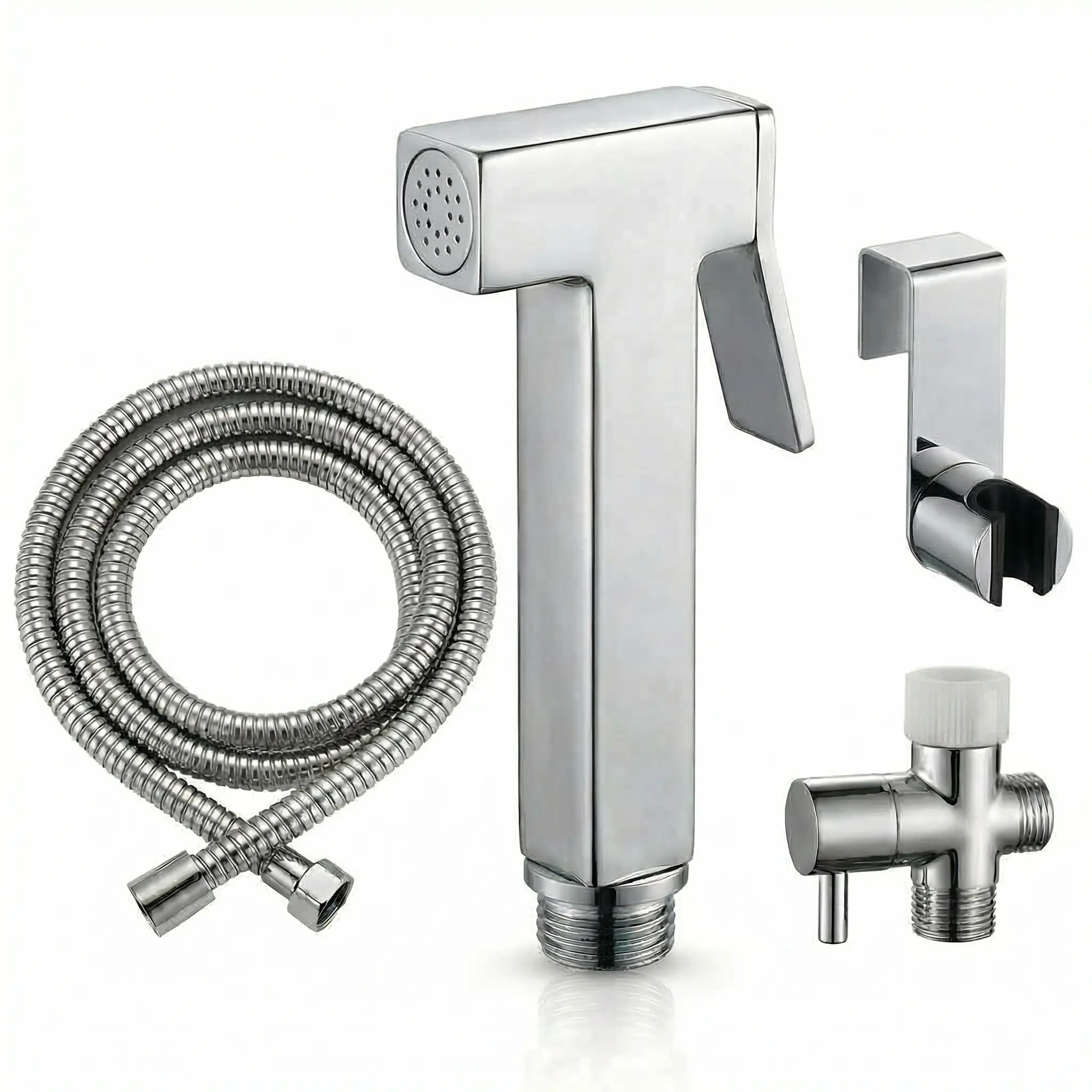 Bidet Toilet Sprayer, Portable Adjustable Water Pressure Bath Showerhead, Zinc Alloy Nickel-Plated, for Female Personal Cleaning, Muslim Ablution Use
