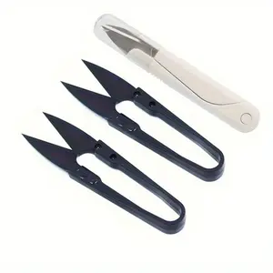 3-piece set of metal U-shaped embroidery scissors - Sewing Tools, pointed blades, used for sewing, customization, and cutting of portable thread ends and office paper for projects, suitable for sewing and office cutting